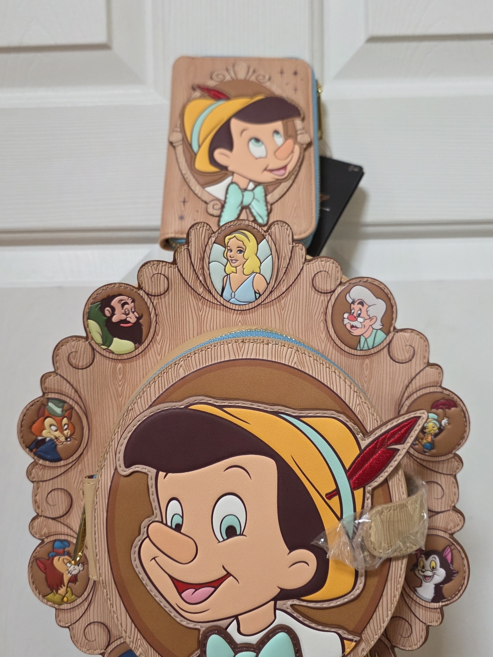 Disney Loungefly Pinocchio Wooden Frame Backpack W/Matching Wallet NWT